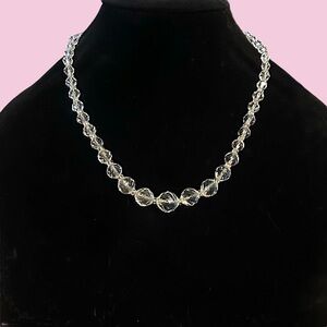 Vintage clear crystal bead collar necklace